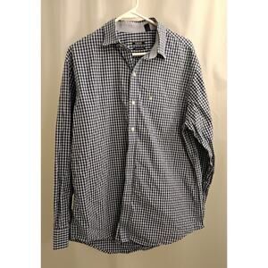 Izod Men's Blue Checked Dress Shirt, size L